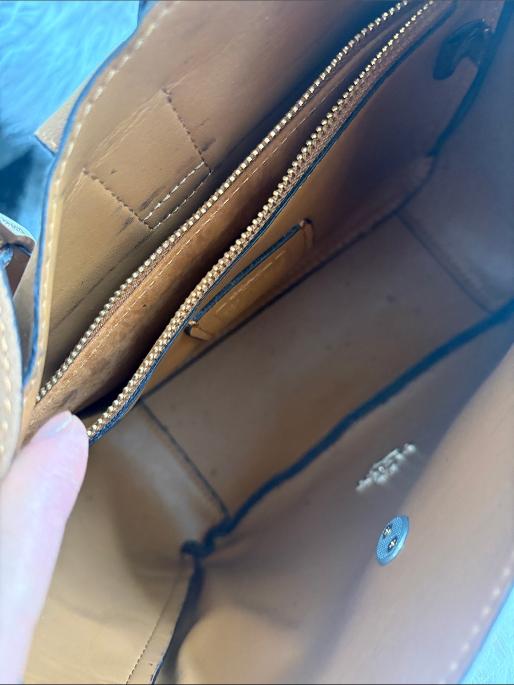 Coach Tan Suede Shoulder Bag with Turn-Lock Strap - Picture 10 of 16